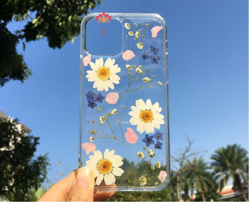 Genuine pressed dried real flower Samsung / iphone case - crystal clear case