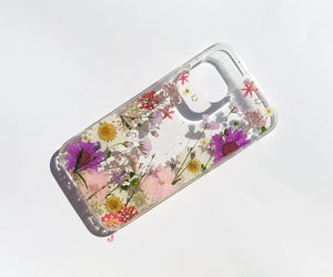 Genuine pressed dried real flower Samsung / iphone case - crystal clear case