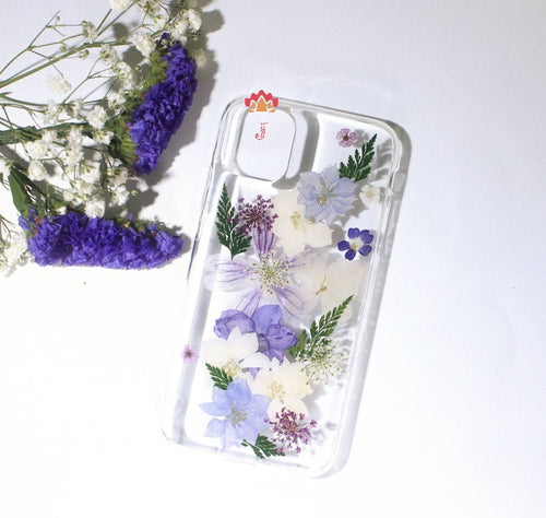 Genuine pressed dried real flower Samsung / iphone case - crystal clear case