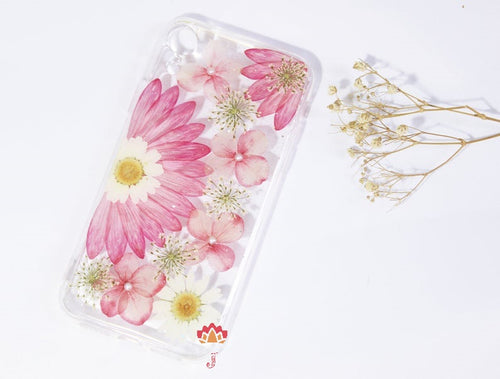 Genuine pressed dried real flower Samsung / iphone case - crystal clear case