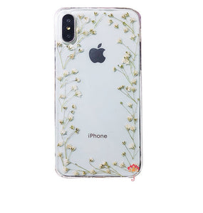 Genuine pressed dried real flower Samsung / iphone case - crystal clear case