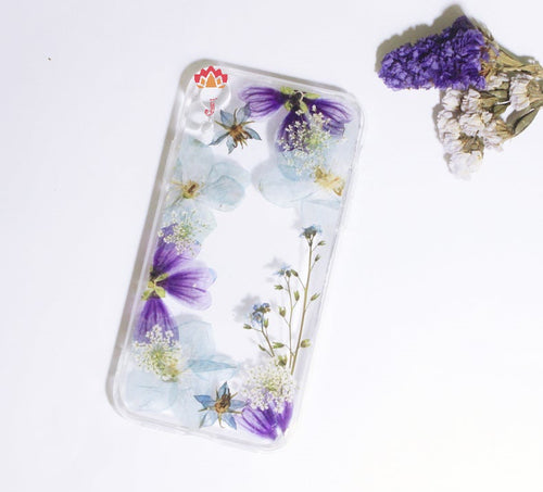 Genuine pressed dried real flower Samsung / iphone case - crystal clear case