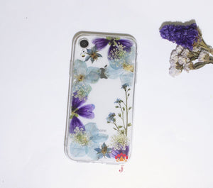 Genuine pressed dried real flower Samsung / iphone case - crystal clear case