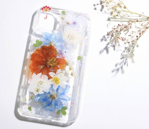 Genuine pressed dried real flower Samsung / iphone case - crystal clear case