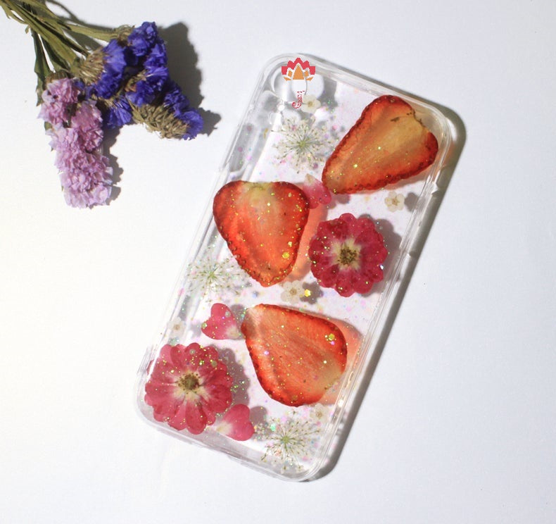 Genuine pressed dried real flower Samsung / iphone case - crystal clear case