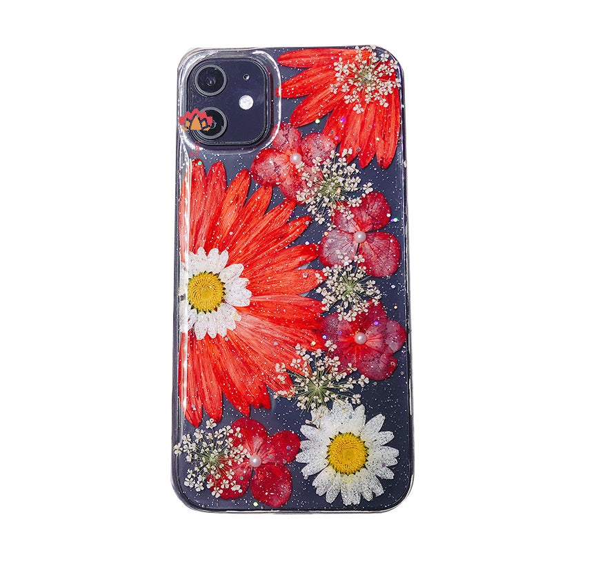 Genuine pressed dried real flower Samsung / iphone case - crystal clear case