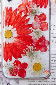 Genuine pressed dried real flower Samsung / iphone case - crystal clear case