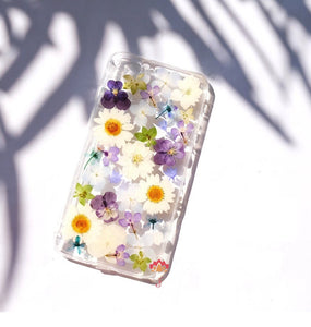 Genuine pressed dried real flower Samsung / iphone case - crystal clear case