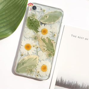 Genuine pressed dried real flower Samsung / iphone case - crystal clear case