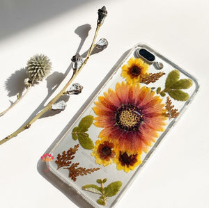 Genuine pressed dried real flower Samsung / iphone case - crystal clear case