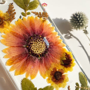 Genuine pressed dried real flower Samsung / iphone case - crystal clear case