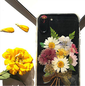 Genuine pressed dried real flower Samsung / iphone case - crystal clear case