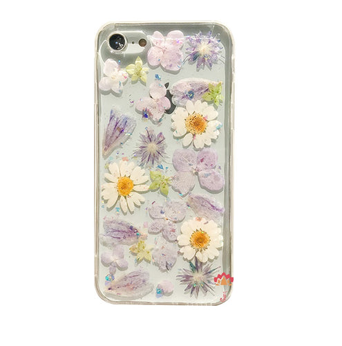 Genuine pressed dried real flower Samsung / iphone case - crystal clear case