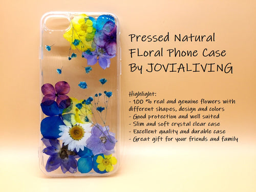 (FREE SHIPPING) Genuine pressed dried flower Samsung / iphone case - crystal clear case