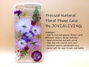 (FREE SHIPPING) Genuine pressed dried flower Samsung / iphone case - crystal clear case