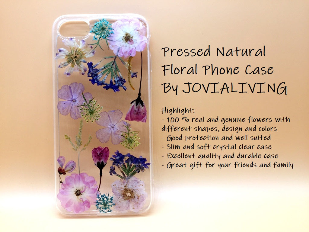 (FREE SHIPPING) Genuine pressed dried flower Samsung / iphone case - crystal clear case