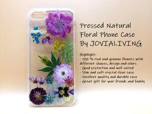 (FREE SHIPPING) Genuine pressed dried flower Samsung / iphone case - crystal clear case