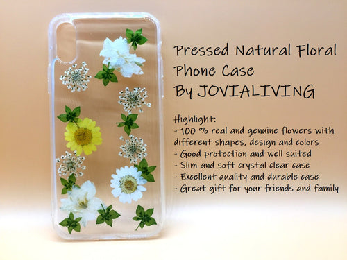 (FREE SHIPPING) Genuine pressed dried flower Samsung / iphone case - crystal clear case