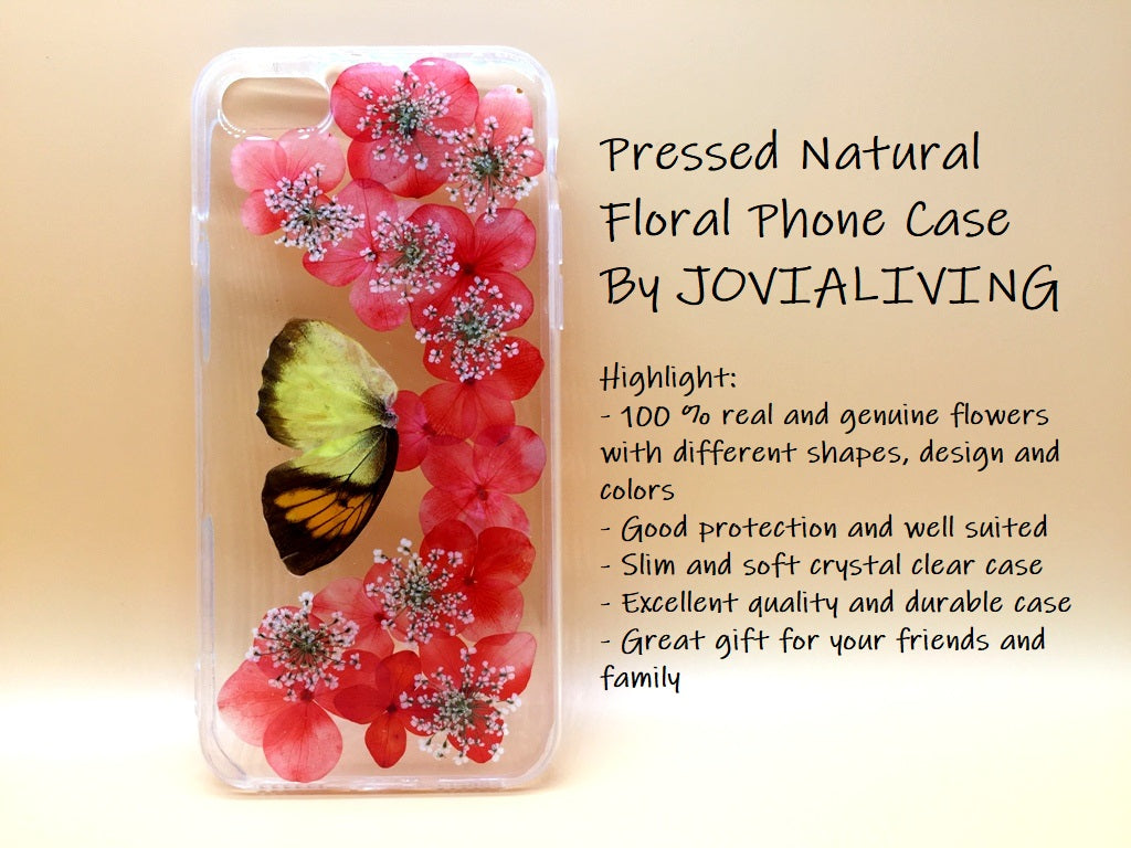 (FREE SHIPPING) Genuine pressed dried flower Samsung / iphone case - crystal clear case