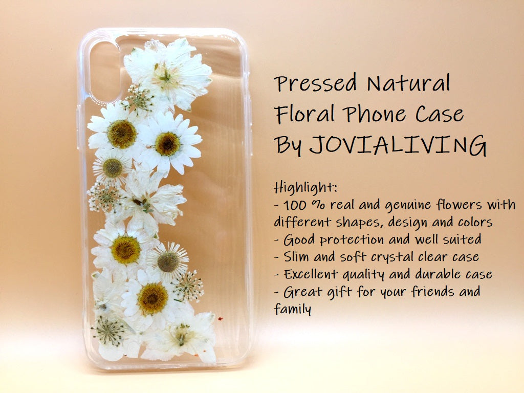 (FREE SHIPPING) Genuine pressed dried flower Samsung / iphone case - crystal clear case