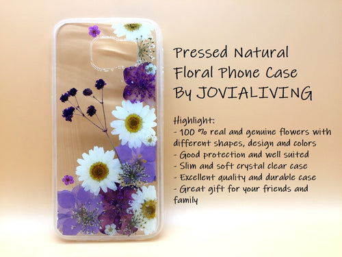 (FREE SHIPPING) Genuine pressed dried flower Samsung / iphone case - crystal clear case