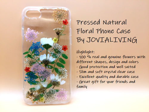 (FREE SHIPPING) Genuine pressed dried flower Samsung / iphone case - crystal clear case