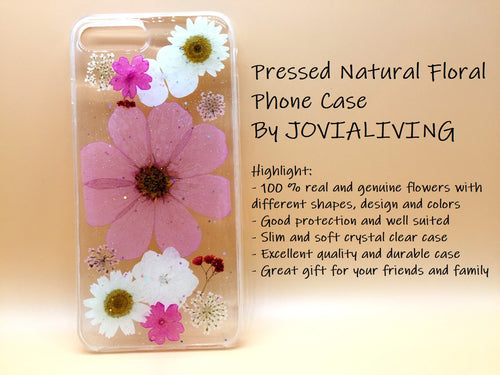 (FREE SHIPPING) Genuine pressed dried flower Samsung / iphone case - crystal clear case