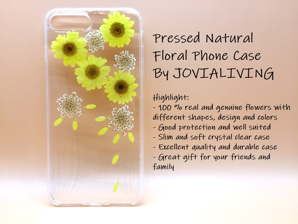 (FREE SHIPPING) Genuine pressed dried flower Samsung / iphone case - crystal clear case