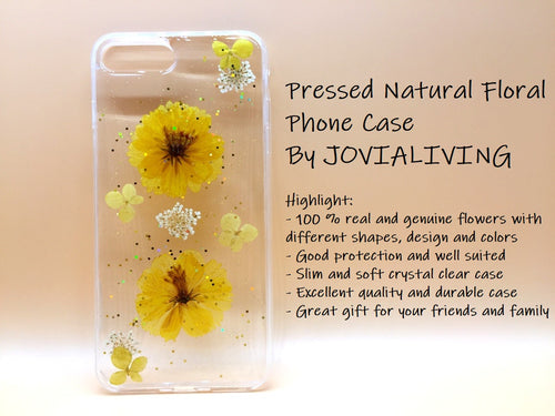 (FREE SHIPPING) Genuine pressed dried flower Samsung / iphone case - crystal clear case