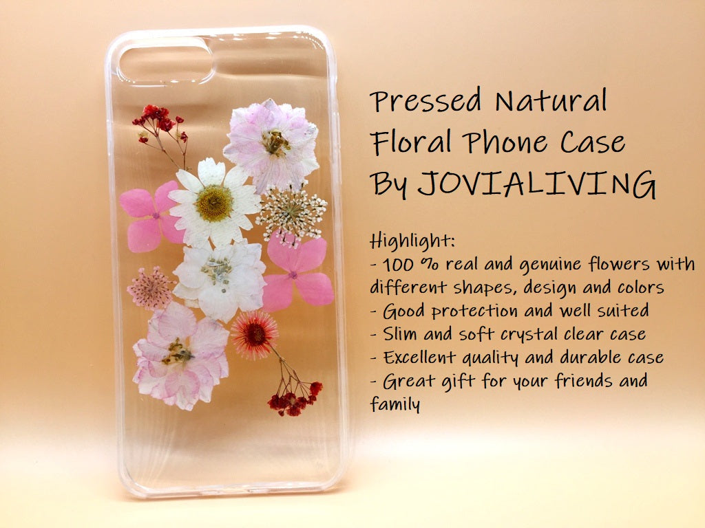 (FREE SHIPPING) Genuine pressed dried flower Samsung / iphone case - crystal clear case