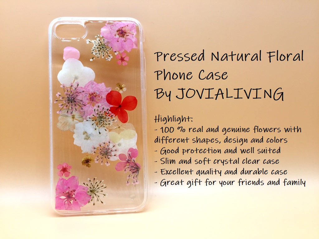 (FREE SHIPPING) Genuine pressed dried flower Samsung / iphone case - crystal clear case