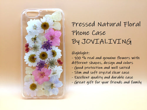 (FREE SHIPPING) Genuine pressed dried flower Samsung / iphone case - crystal clear case