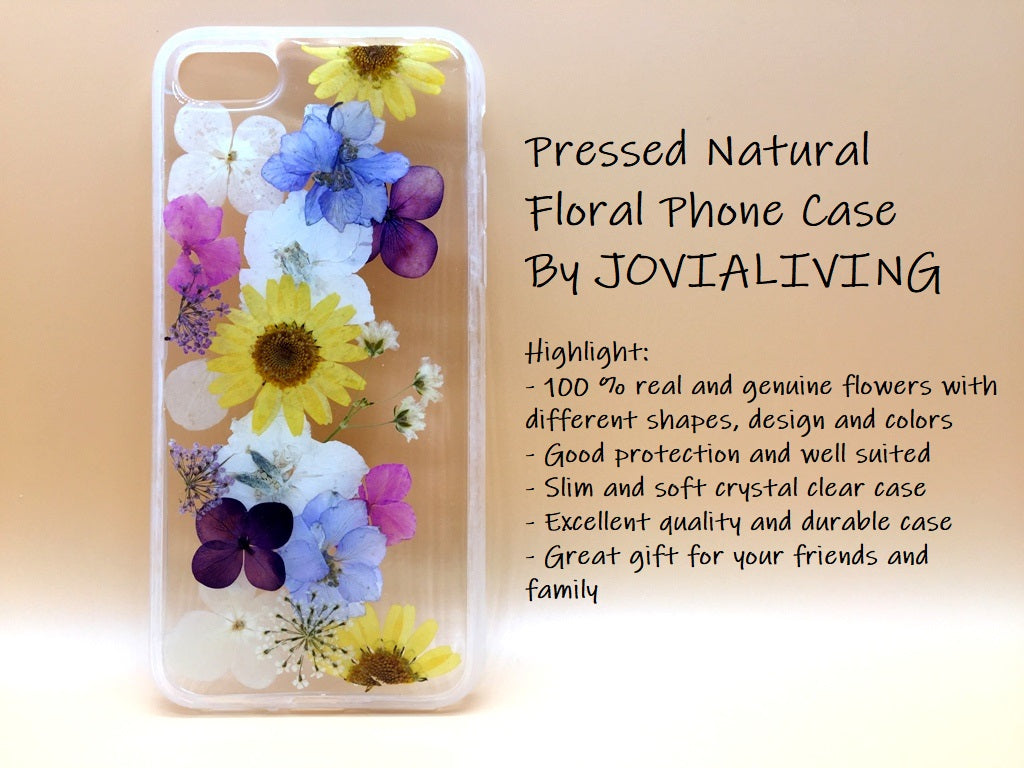 (FREE SHIPPING) Genuine pressed dried flower Samsung / iphone case - crystal clear case