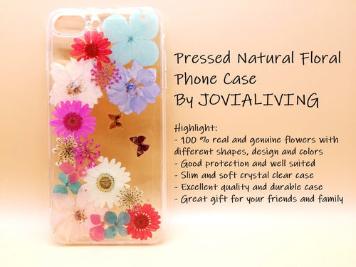 (FREE SHIPPING) Genuine pressed dried flower Samsung / iphone case - crystal clear case