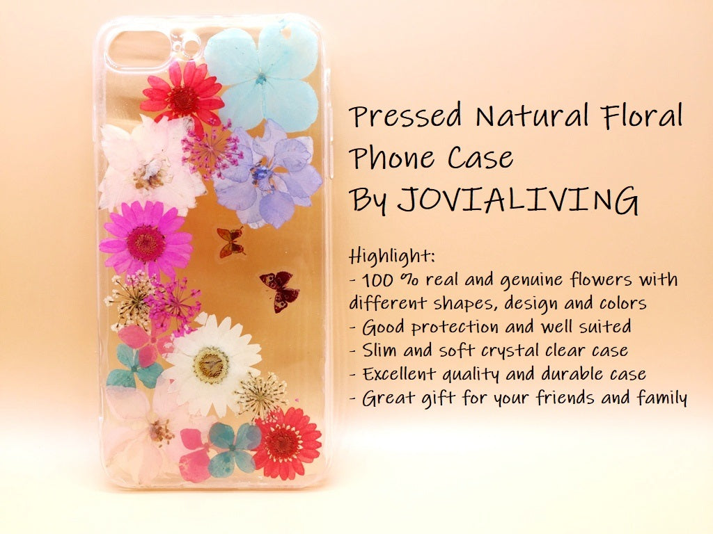 (FREE SHIPPING) Genuine pressed dried flower Samsung / iphone case - crystal clear case