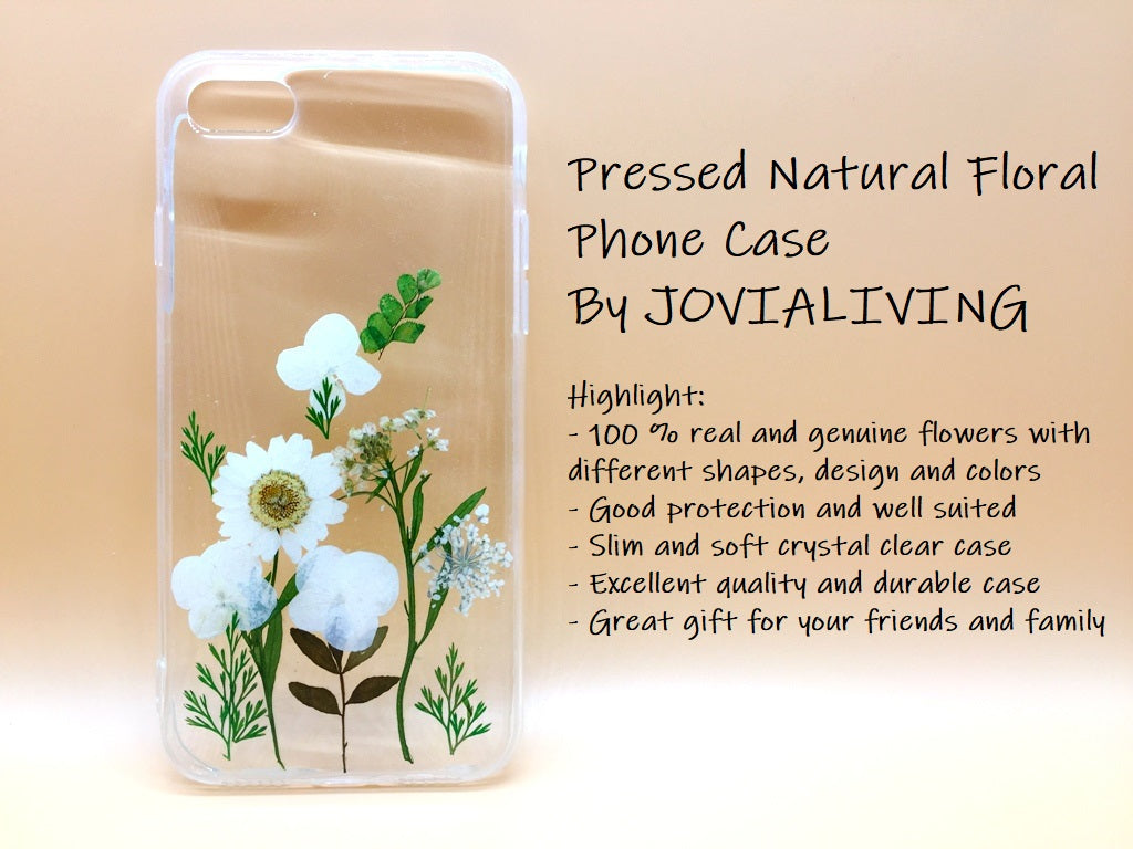 (FREE SHIPPING) Genuine pressed dried flower Samsung / iphone case - crystal clear case