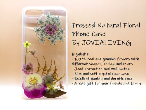 (FREE SHIPPING) Genuine pressed dried flower Samsung / iphone case - crystal clear case