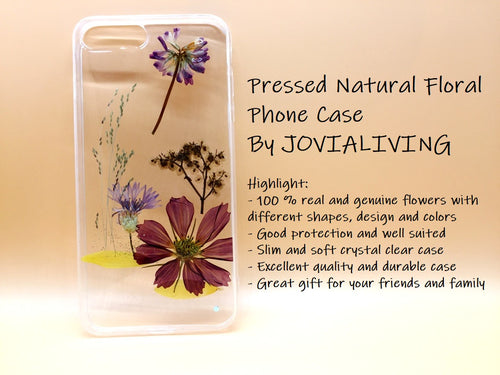 (FREE SHIPPING) Genuine pressed dried flower Samsung / iphone case - crystal clear case