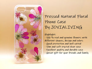 (FREE SHIPPING) Genuine pressed dried flower Samsung / iphone case - crystal clear case