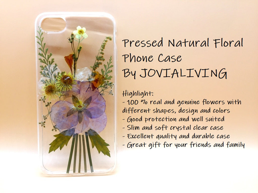 (FREE SHIPPING) Genuine pressed dried flower Samsung / iphone case - crystal clear case