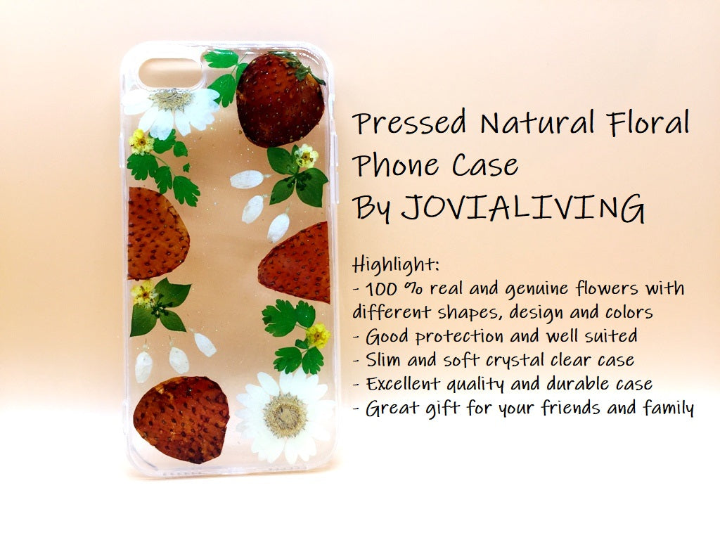 (FREE SHIPPING) Genuine pressed dried flower Samsung / iphone case - crystal clear case