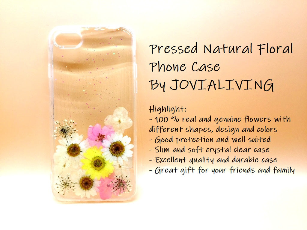 (FREE SHIPPING) Genuine pressed dried flower Samsung / iphone case - crystal clear case