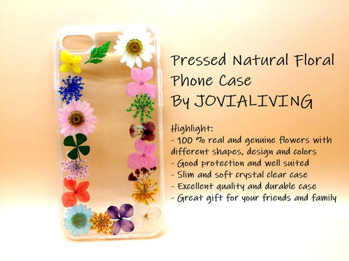 (FREE SHIPPING) Genuine pressed dried flower Samsung / iphone case - crystal clear case