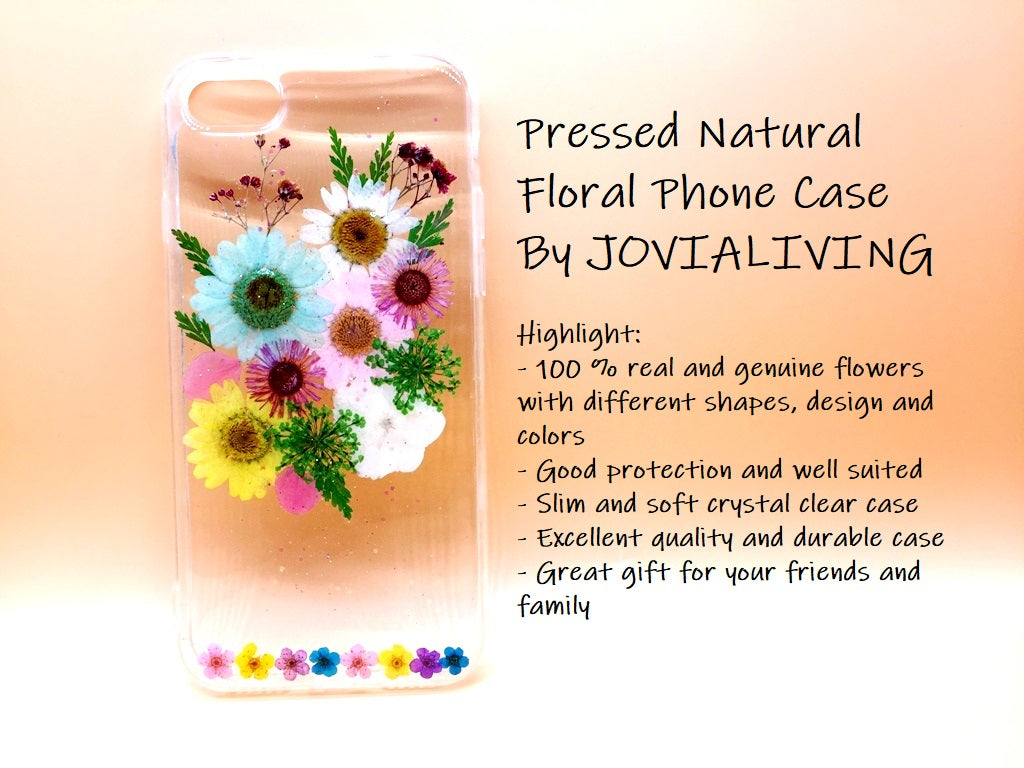 (FREE SHIPPING) Genuine pressed dried flower Samsung / iphone case - crystal clear case