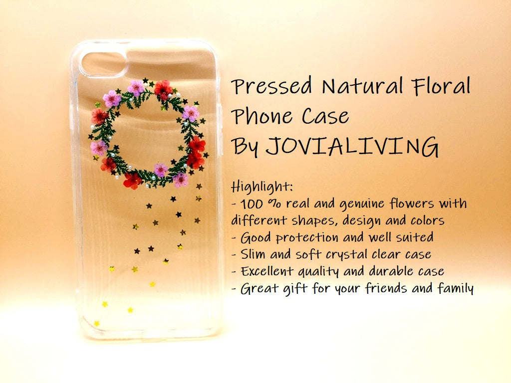 (FREE SHIPPING) Genuine pressed dried flower Samsung / iphone case - crystal clear case