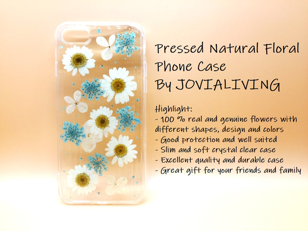 (FREE SHIPPING) Genuine pressed dried flower Samsung / iphone case - crystal clear case