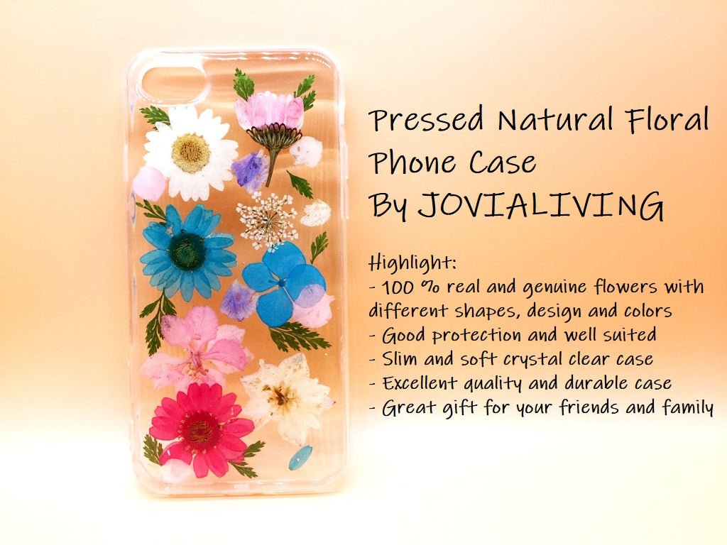 (FREE SHIPPING) Genuine pressed dried flower Samsung / iphone case - crystal clear case