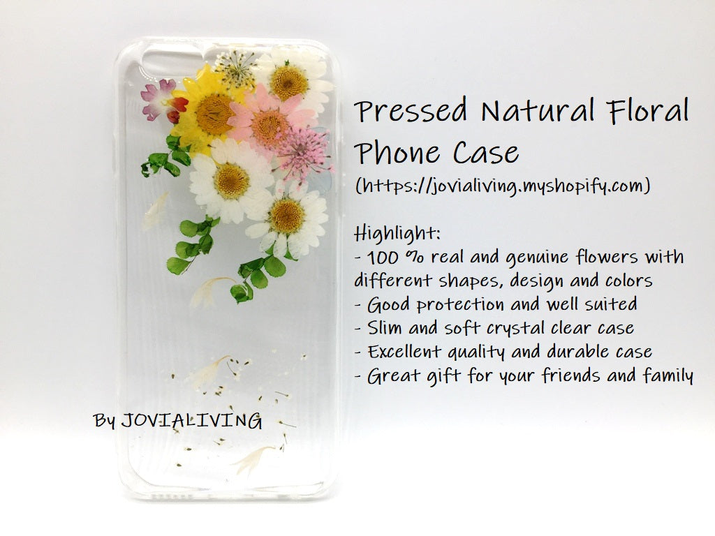 (FREE SHIPPING) Genuine pressed dried flower Samsung / iphone case - crystal clear case