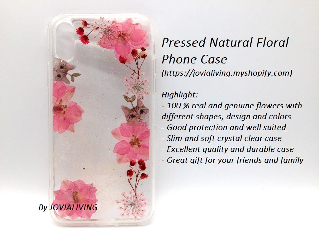 (FREE SHIPPING) Genuine pressed dried flower Samsung / iphone case - crystal clear case