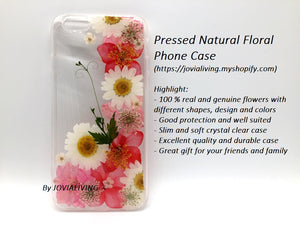 (FREE SHIPPING) Genuine pressed dried flower Samsung / iphone case - crystal clear case